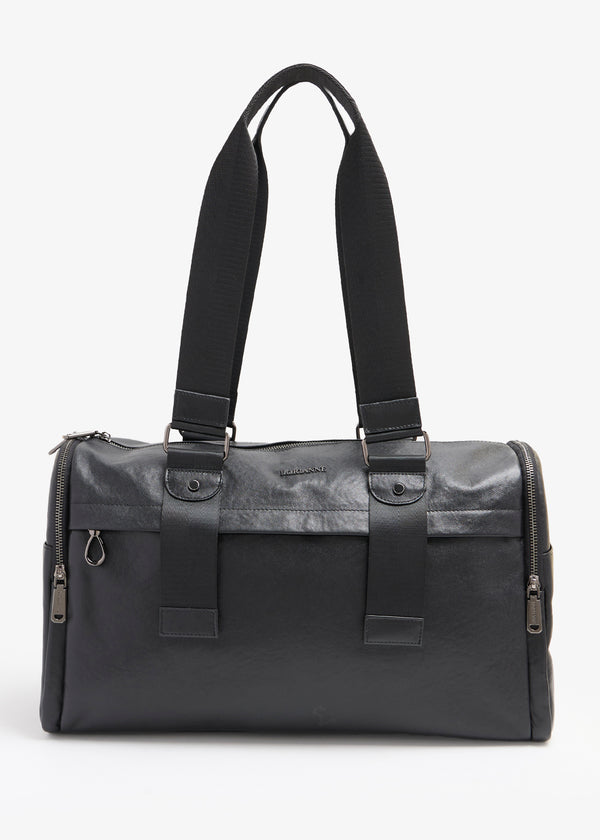 Adelino - Black Leather Duffle Bag