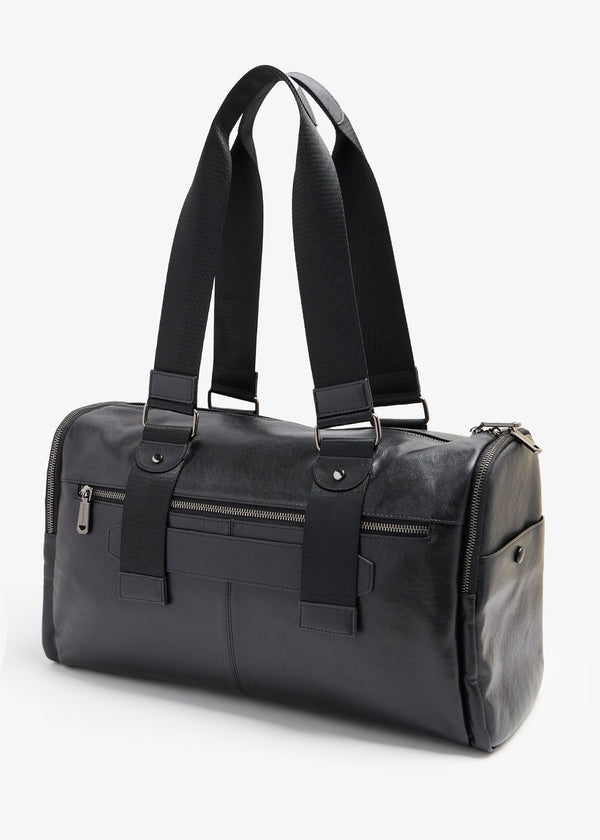 Adelino - Black Leather Duffle Bag