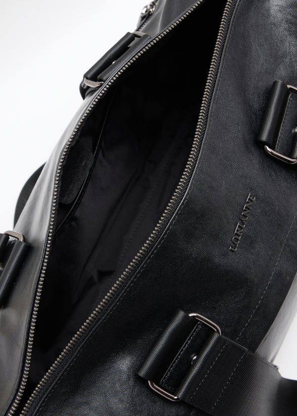 Adelino - Black Leather Duffle Bag