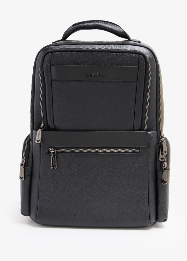 Ademar Black Leather Unisex Backpack