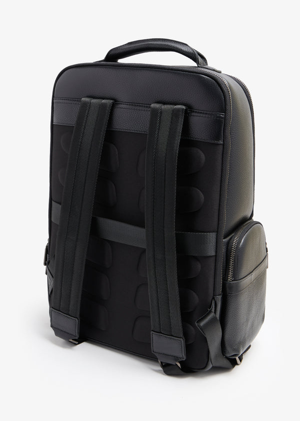 Ademar Black Leather Unisex Backpack