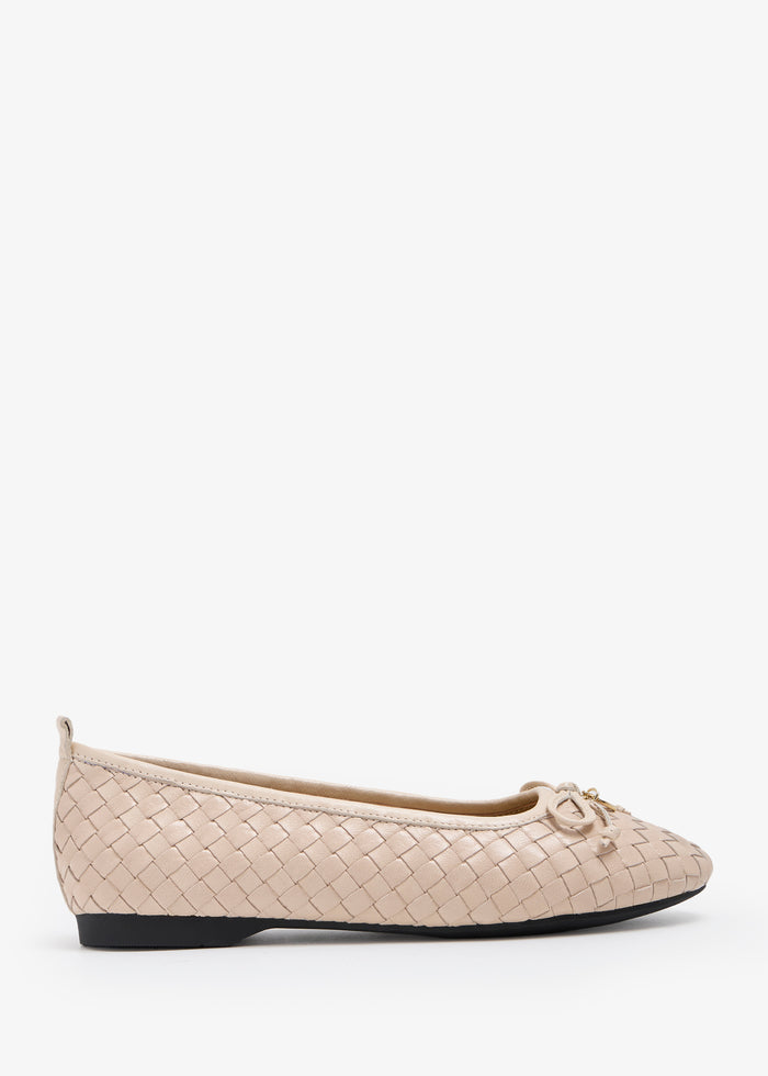 Niceta  - Woven Ballerinas With Metal Logo