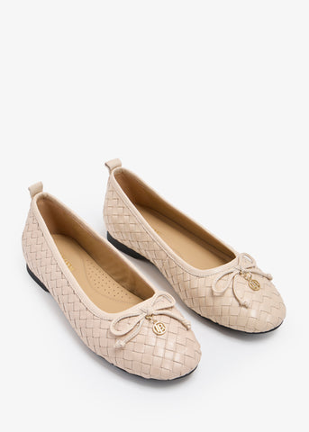 Niceta  - Woven Ballerinas With Metal Logo