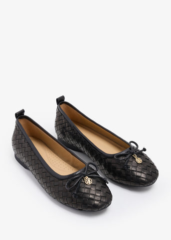 Niceta  - Woven Ballerinas With Metal Logo